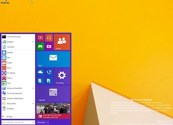 Windows 9 : une première image du menu Démarrer ?