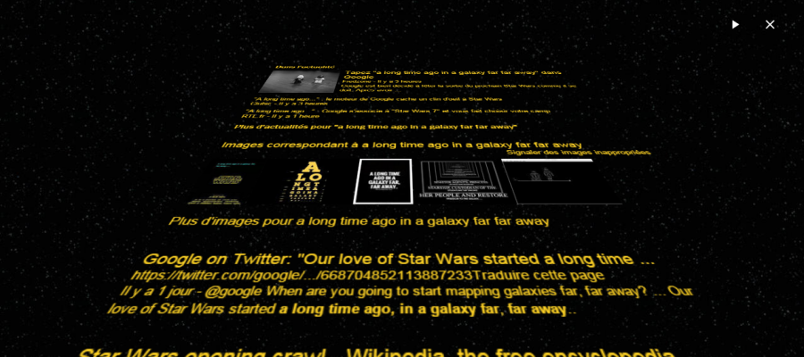 Recherche Google: Transformez le moteur Google en générique de Star Wars 7
