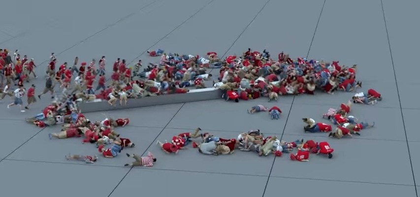 Logiciel 3D: Chute collective d’une foule :D